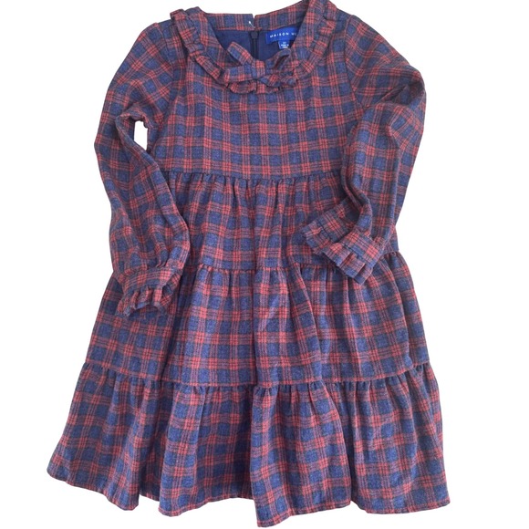 3T Toddler Dress Lot Maison Me Plaid Flannel + Janie & Jack Leopard Knit VGUC LS - Picture 2 of 16